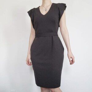 Classic elegant tailored black midi pencil dress from Le Chateau